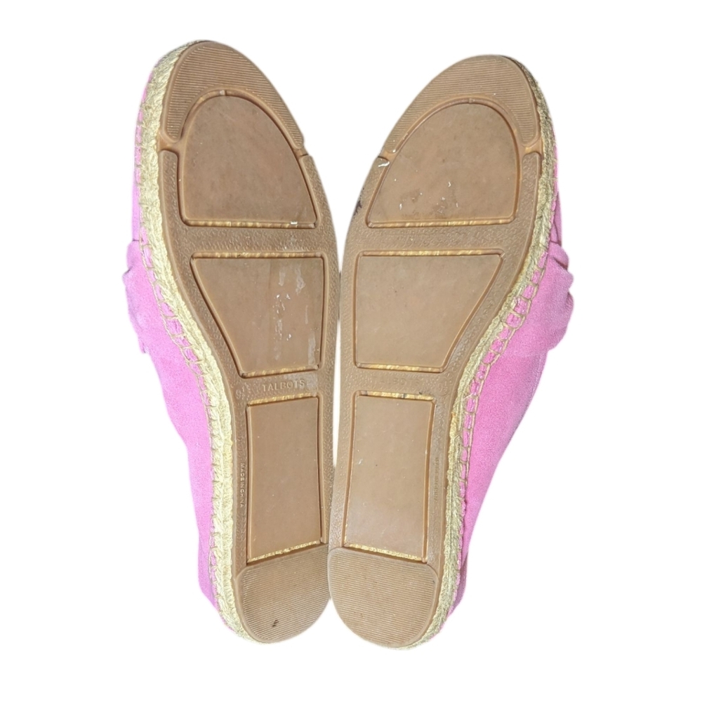 Talbots | Izzy Pink Leather Suede Cinched Flat Espadrilles Women's Size 9.5 - Picture 9 of 9